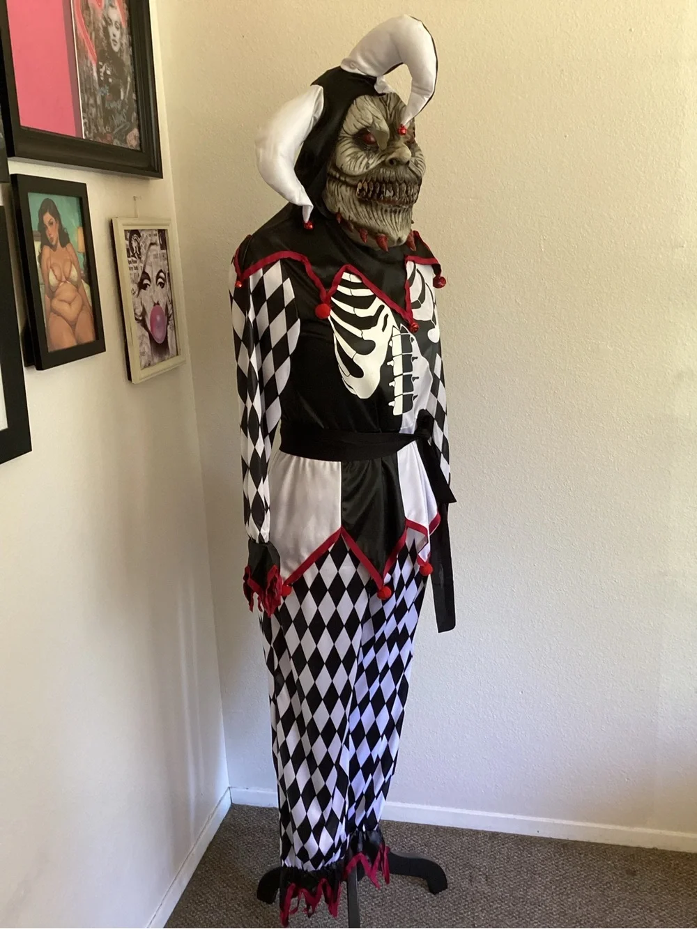 Sinister Jester Kids Costume - Black, White & Red
